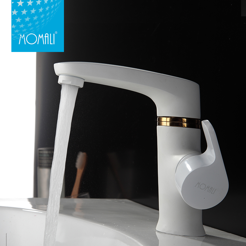New design bathroom brass white faucet wash basin mixer tap